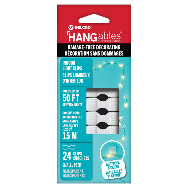 Velcro Indoor Light Clips Medium, 24pc, Clear H1