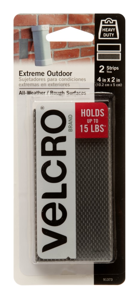 Velcro Industrial Strength Extreme Heavy Duty Outdoor Strips, 15-lbs, 4-in x 2-in, 2-pk U5