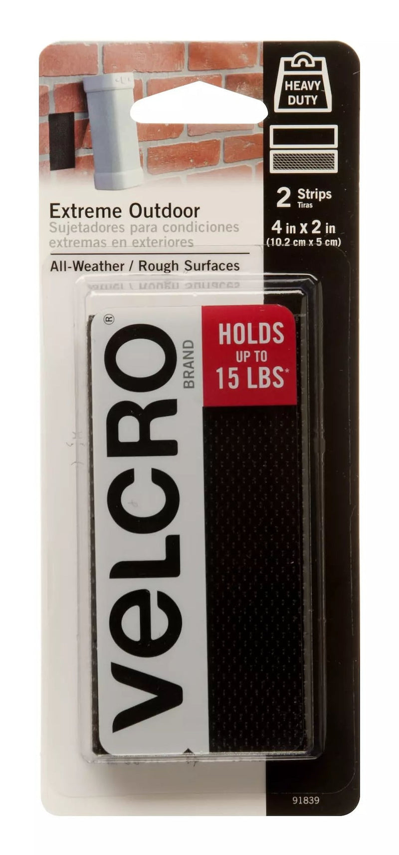 Velcro Industrial Strength Extreme Strips, Black, 4-in x 2-in F1