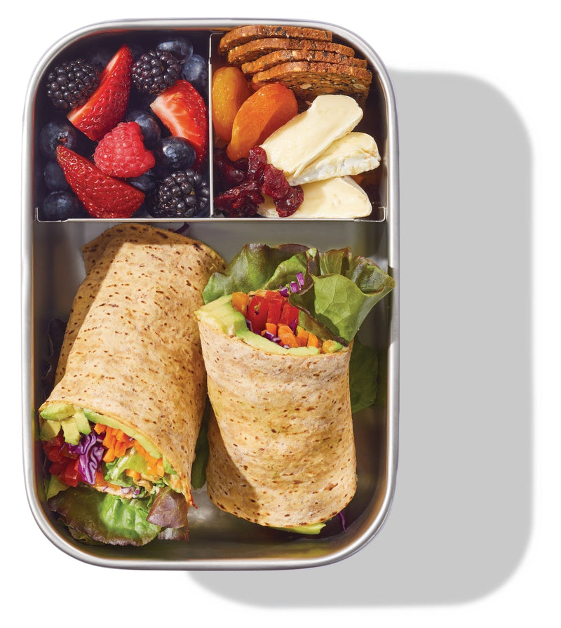 Vida by PADERNO 3-Compartment Stainless Bento Lunch Box Food Storage Container, Blue, 1.3-L G3