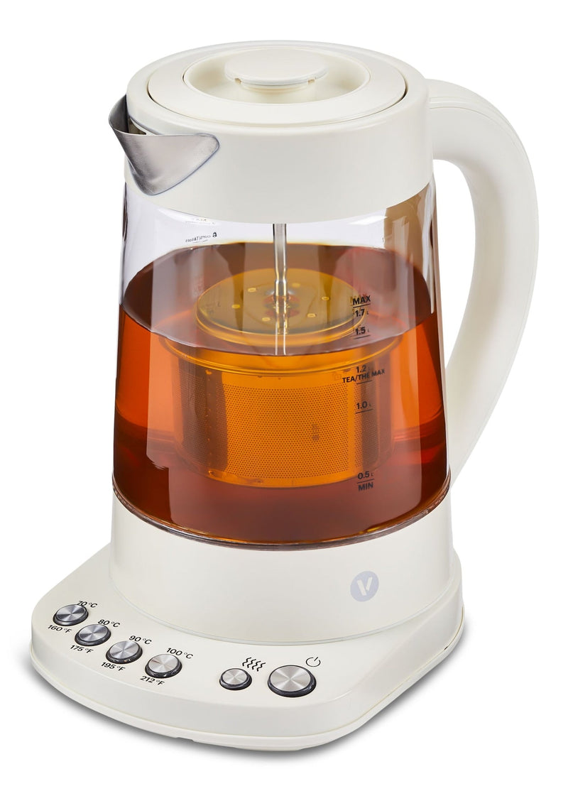 Vida by PADERNO Colour Series Electric Variable Temperature Steeping Kettle, Shortbread, 1.7-L Q5