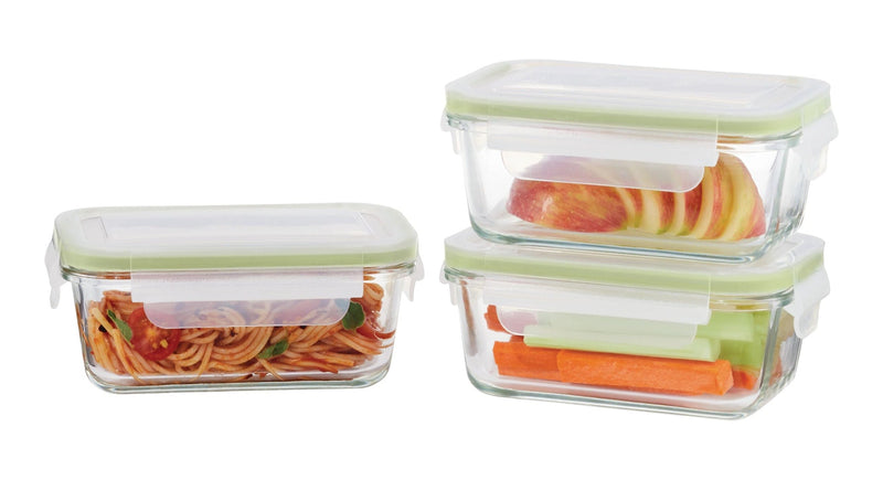 Vida by PADERNO Glass Clip Leakproof Lid Food Storage Container, 485 mL, 3 Count Y9
