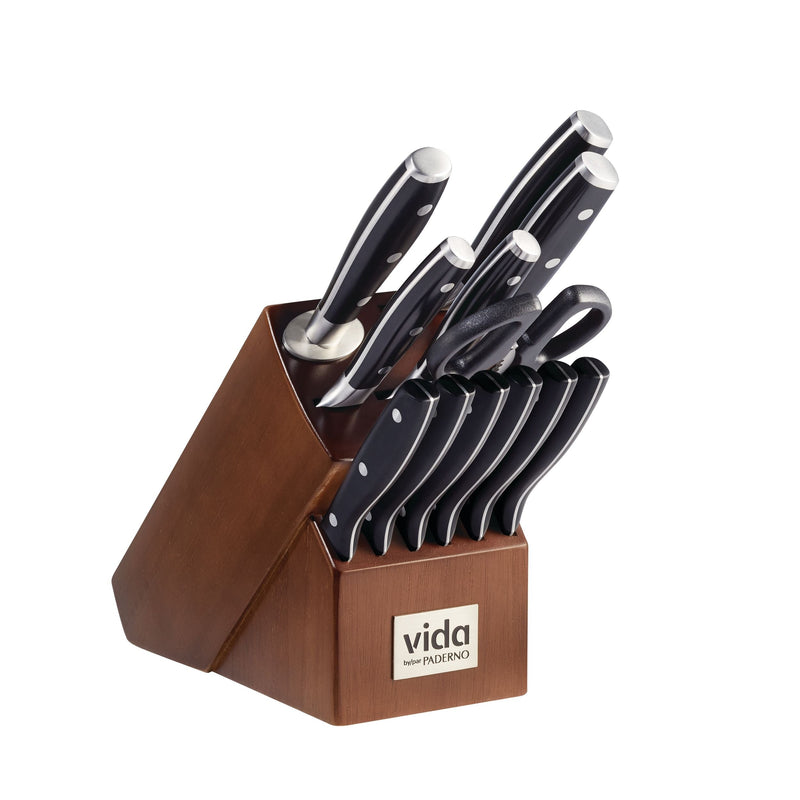 Vida by PADERNO Japanese Steel Knife Block Set, Ergonomic Grip, 14-pc R0