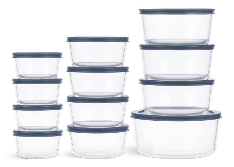 Vida by PADERNO Round Glass Food Storage Container Set with Lids, 24-pc O9