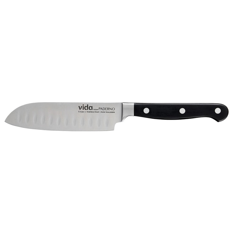 Vida by PADERNO Stainless Steel Triple Rivet Santoku Knife, Ergonomic Grip, 5-in S7