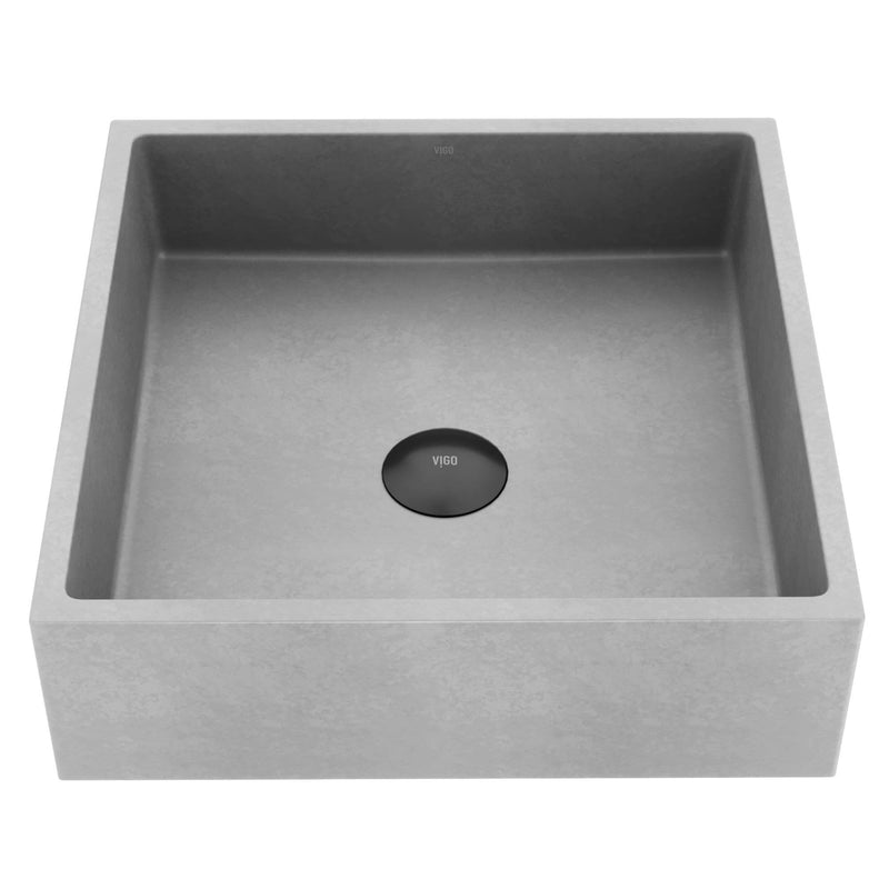 VIGO Alhambra Gothic Concreto Stone 15x15-in Deep Grey Bathroom Sink/Basin with Square Vessel I7