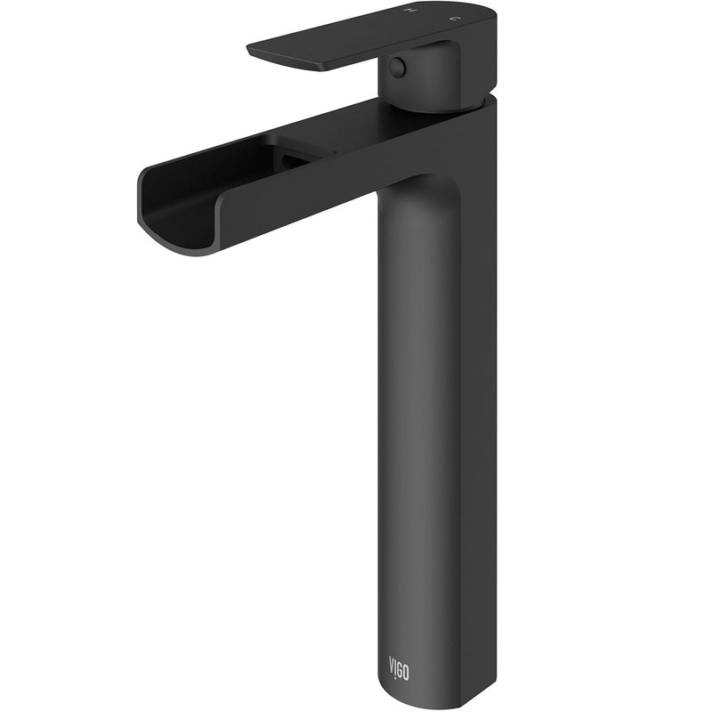 VIGO Amada Single Handle Vessel Sink Bathroom Faucet, Matte Black D7