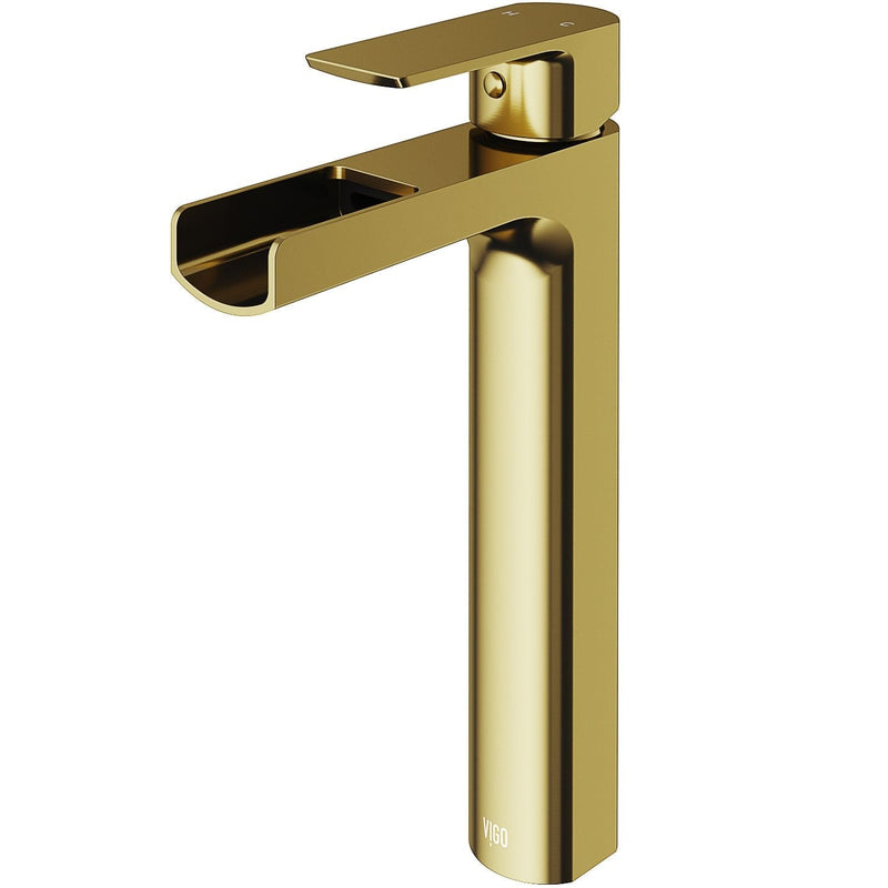 VIGO Amada Single Handle Vessel Sink Bathroom Faucet, Matte Brushed Gold M1