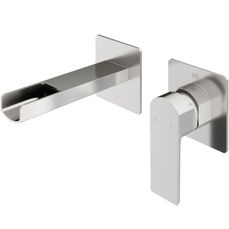 VIGO Atticus Brushed Nickel Wall Mount Bathroom Faucet Z1