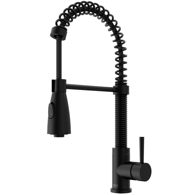 VIGO Brant Single Handle Pull Down Sprayer Kitchen Faucet, Matte Black U3