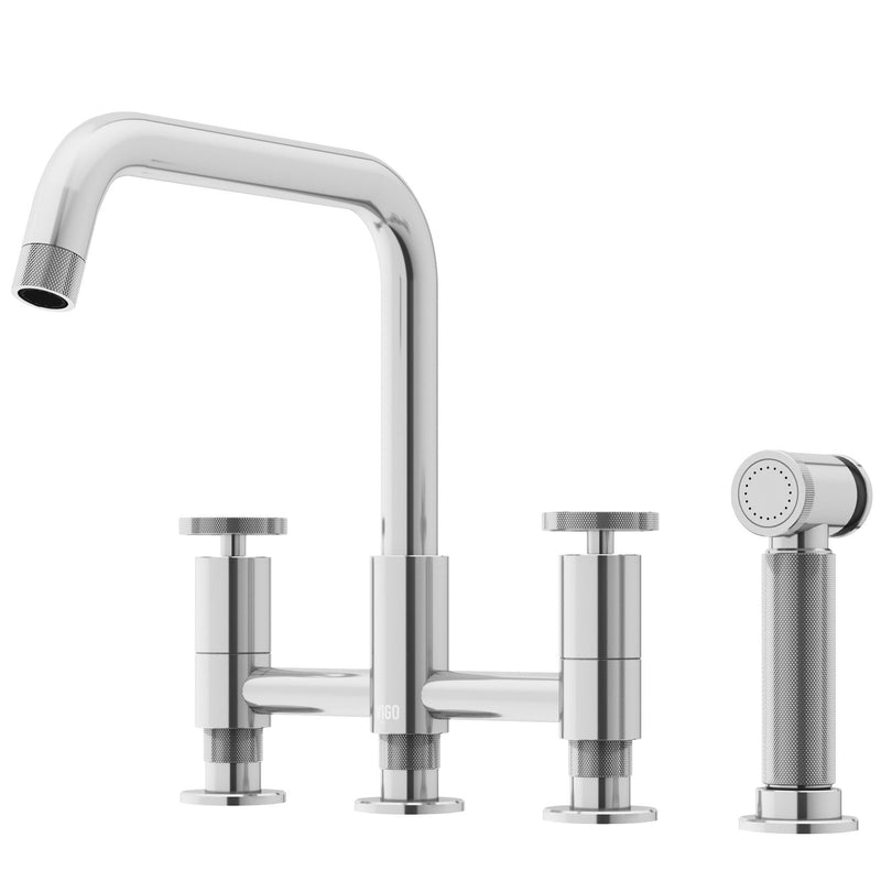 VIGO Cass 2-Handle Bridge Kitchen Faucet L3