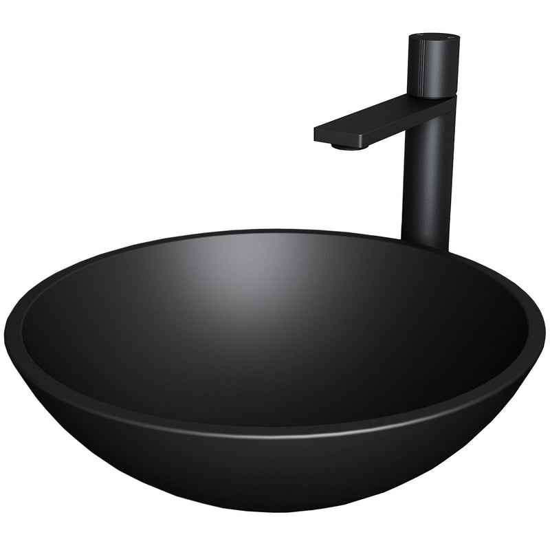 VIGO Cavalli MatteShell Matte Black Bathroom Sink/Basin Set with Gotham Faucet and Round Glass Vessel N9