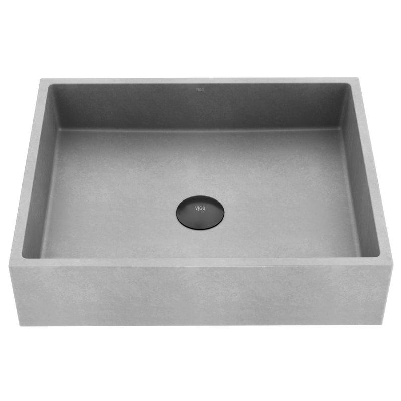 VIGO Coca Gothic ConcretoStone 19x15-in Deep Grey Bathroom Sink/Basin with Rectangular Vessel T9