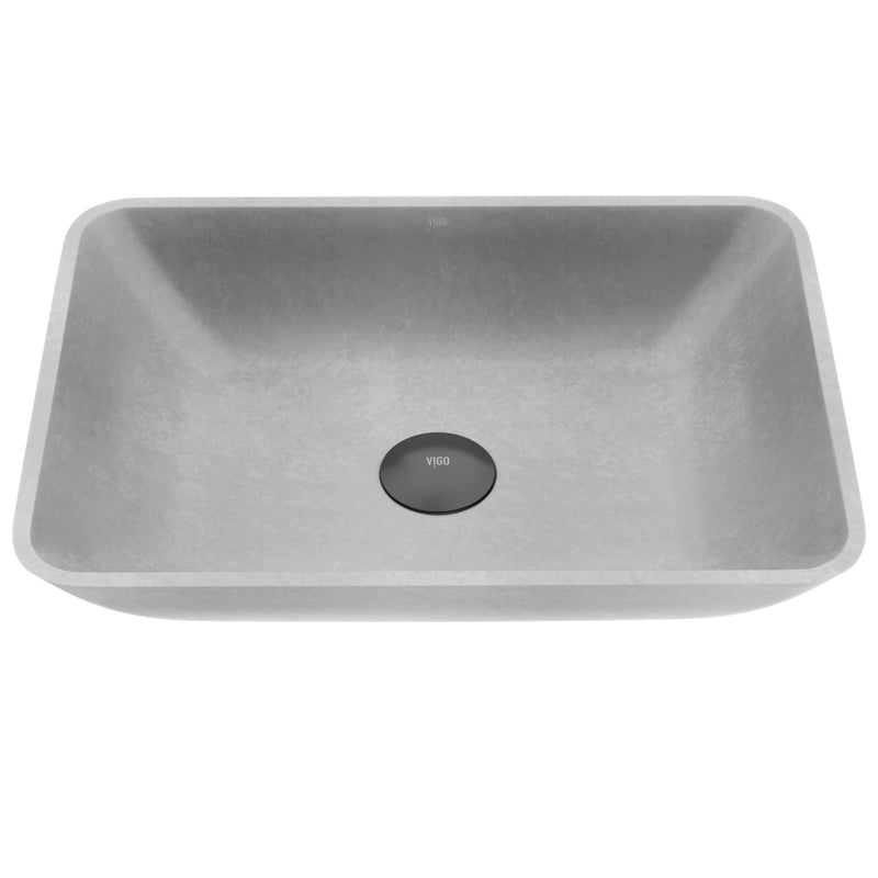 VIGO Duomo Gothic ConcretoStone 18x13-in Deep Grey Bathroom Sink/Basin with Rectangular Vessel Y4