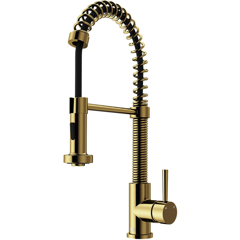 VIGO Edison Single Handle Pull Down Sprayer Kitchen Faucet, Matte Gold X1