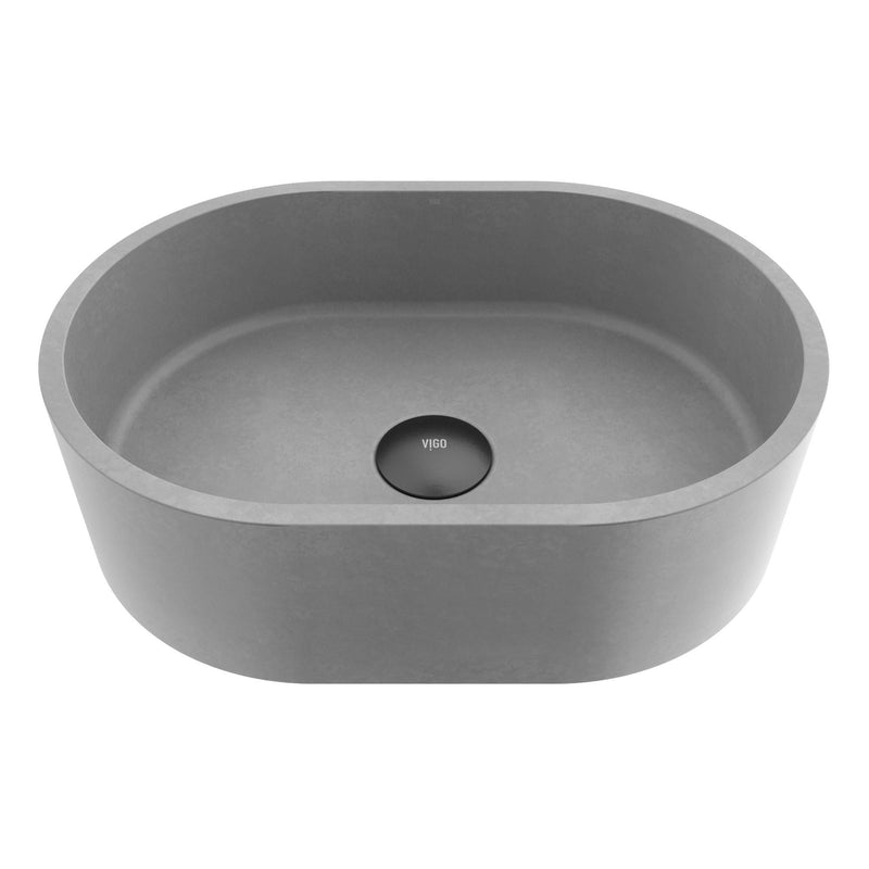 VIGO Giralda Gothic ConcretoStone 16x11-in Deep Grey Bathroom Sink/Basin with Rectangular Vessel G7
