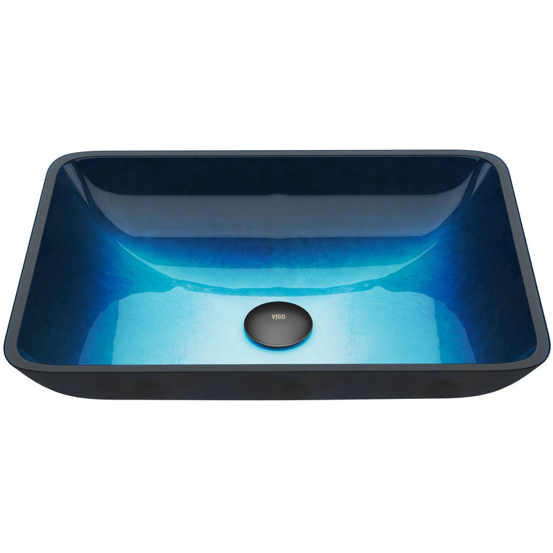 VIGO Glass Rectangular Vessel Bathroom Sink/Basin, Turquoise R6
