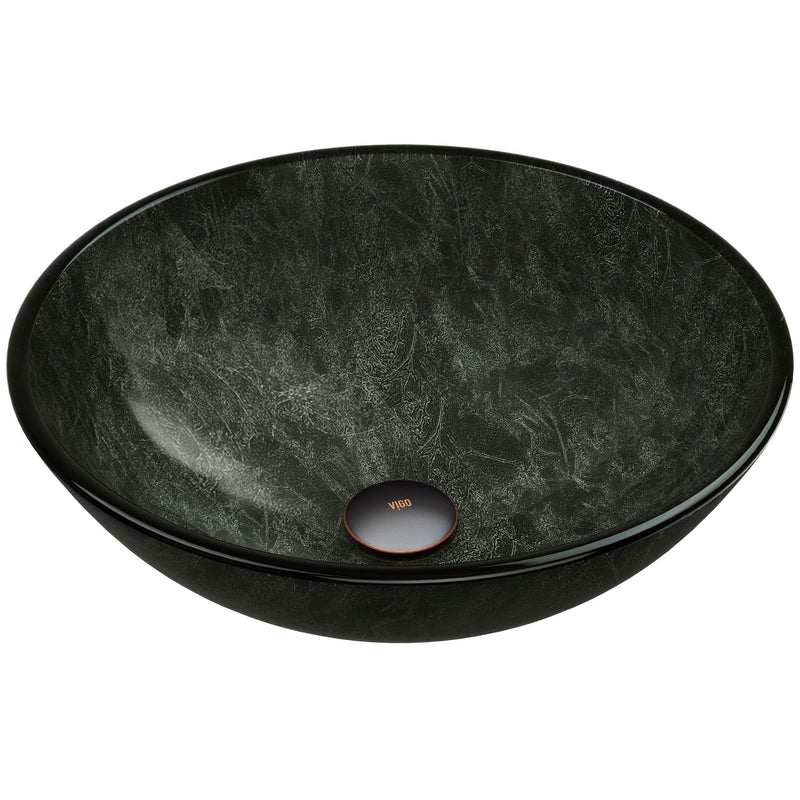 VIGO Glass Round Vessel Bathroom Sink/Basin with Deep Bowl, Gray B2