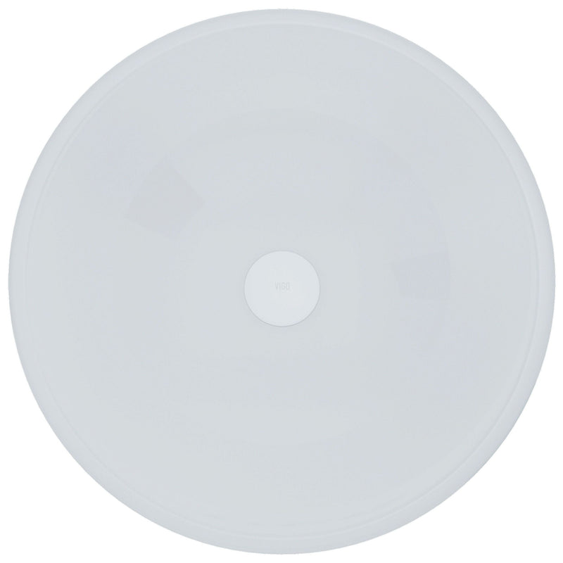 VIGO Glass Round Vessel Bathroom Sink/Basin with Rounded Edges & Deep Bowl, White A5