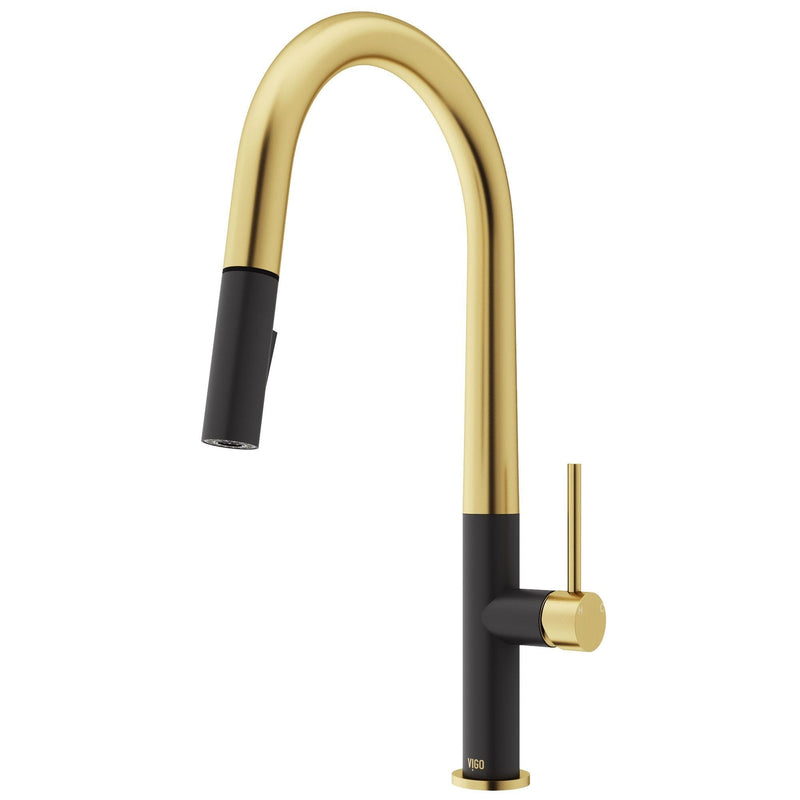 VIGO Greenwich 18-in Single-Handle Black/Gold Kitchen Faucet O4