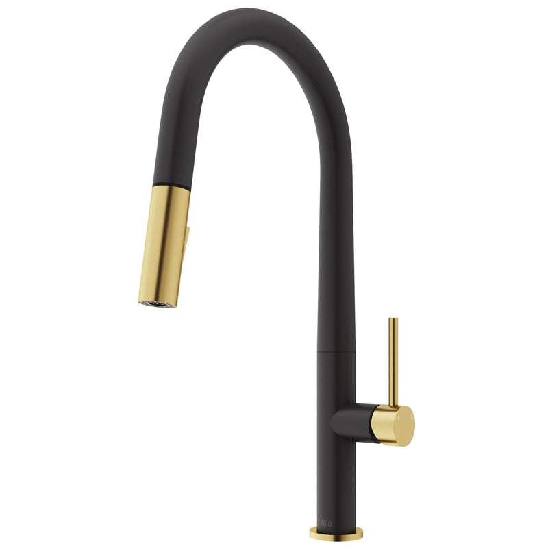 VIGO Greenwich 18-in Single-Handle Gold/Black Kitchen Faucet P5