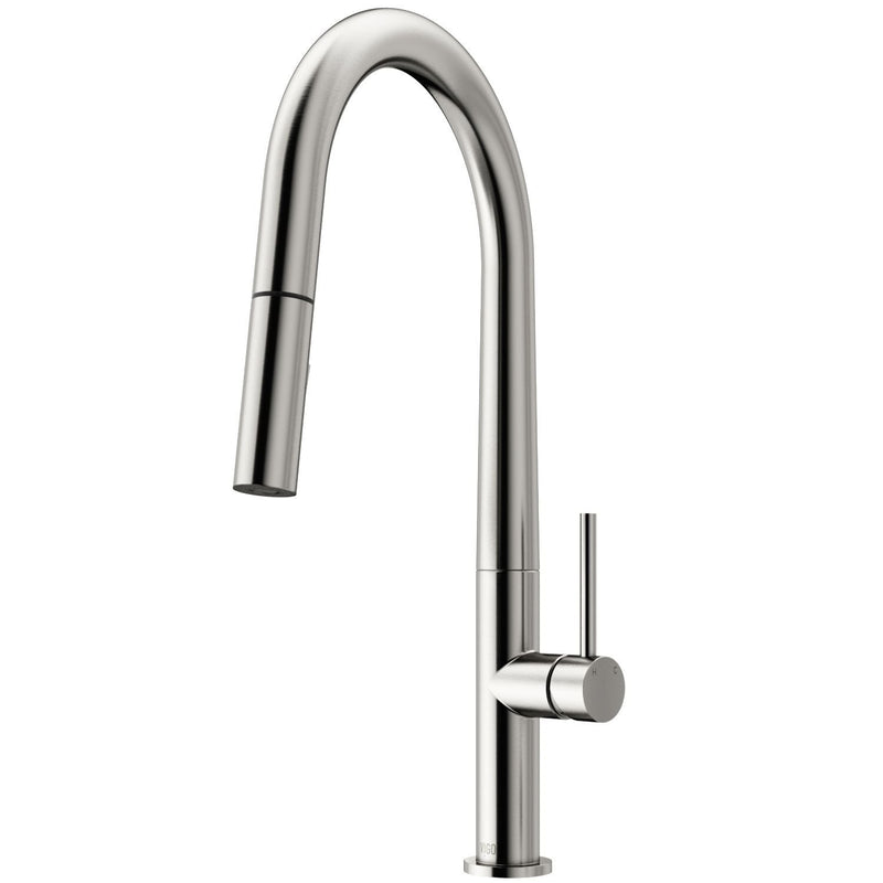 VIGO Greenwich Single Handle Pull Down Sprayer Kitchen Faucet with Deck Plate, Stainless Steel T5