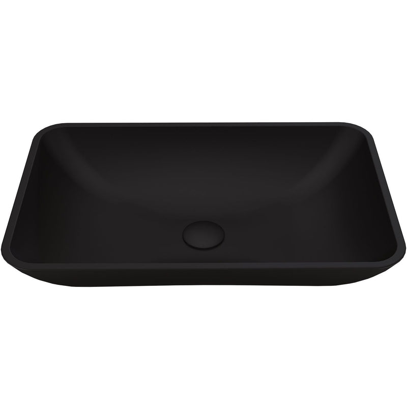 VIGO Hadyn Glass Rectangular Vessel Bathroom Sink/Basin with Rounded Edges & Deep Bowl, Black Z8