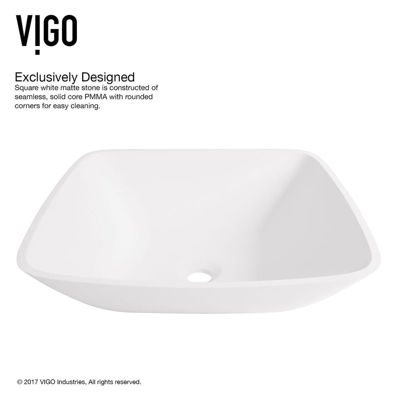 VIGO Hyacinth Matte Stone Round Vessel Bathroom Sink/Basin, Handpolished Construction, White A3