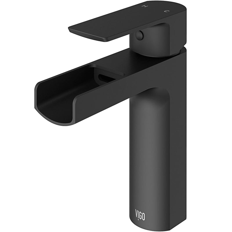 VIGO Ileana Single Handle Single Hole Bathroom Sink Faucet, WaterSense Certified, Matte Black C0