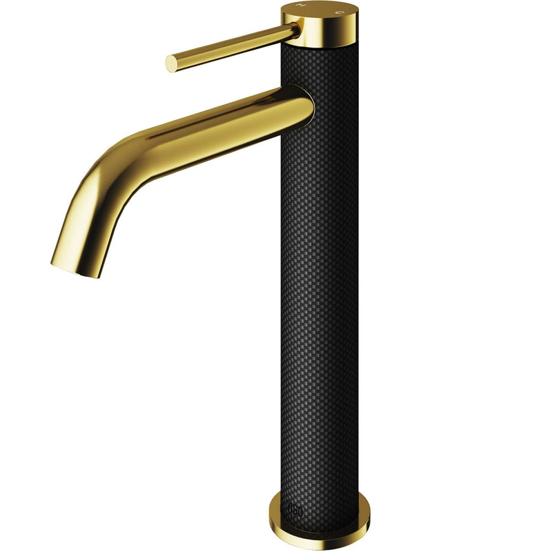 VIGO Lexington 8-in Gold/Carbon Fiber Vessel Bathroom Faucet M6