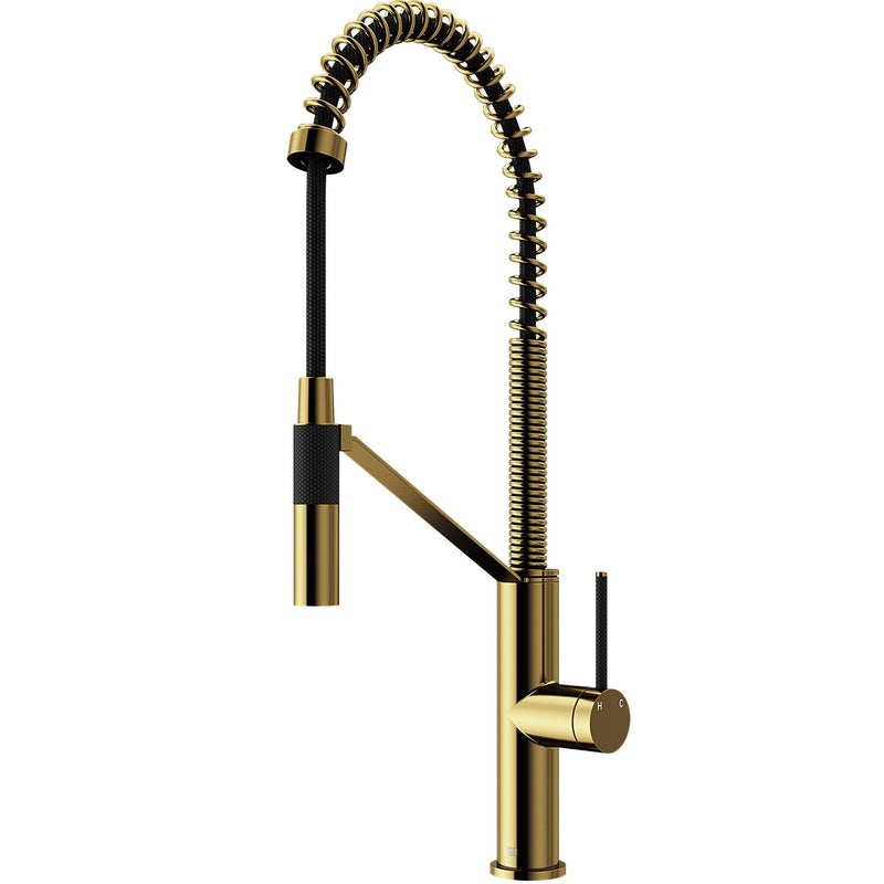 VIGO Livingston Single Handle Magnetic Pull Down Sprayer Kitchen Faucet with cFiber, Matte Gold I8
