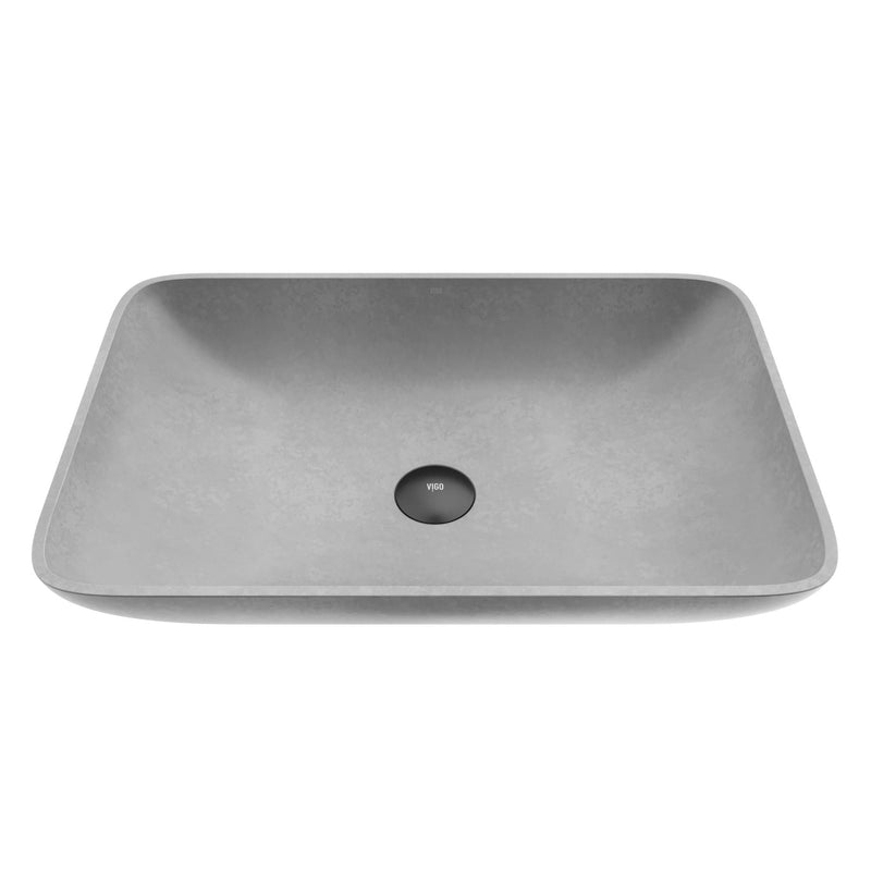 VIGO Lorca Gothic ConcretoStone 22x15-in Deep Grey Bathroom Sink/Basin with Rectangular Vessel R4