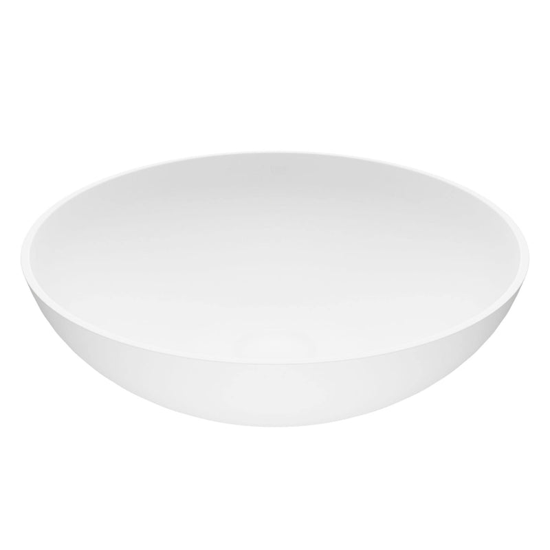 VIGO Lotus Matte Stone Round Composite Vessel Bathroom Sink/Basin with Deep Bowl, White E2