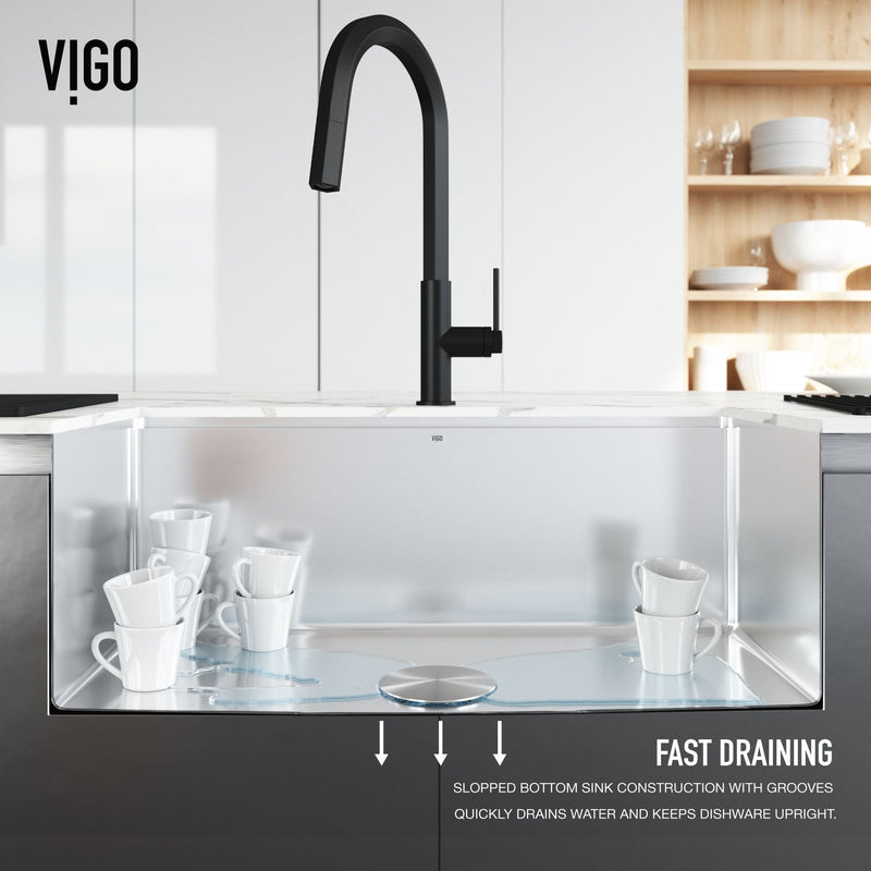 VIGO Mercer 33-in Stainless Steel Undermount Kitchen Sink W4