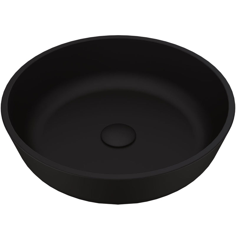 VIGO Modus Glass Round Vessel Bathroom Sink/Basin with Rounded Edges & Deep Bowl, Black A4