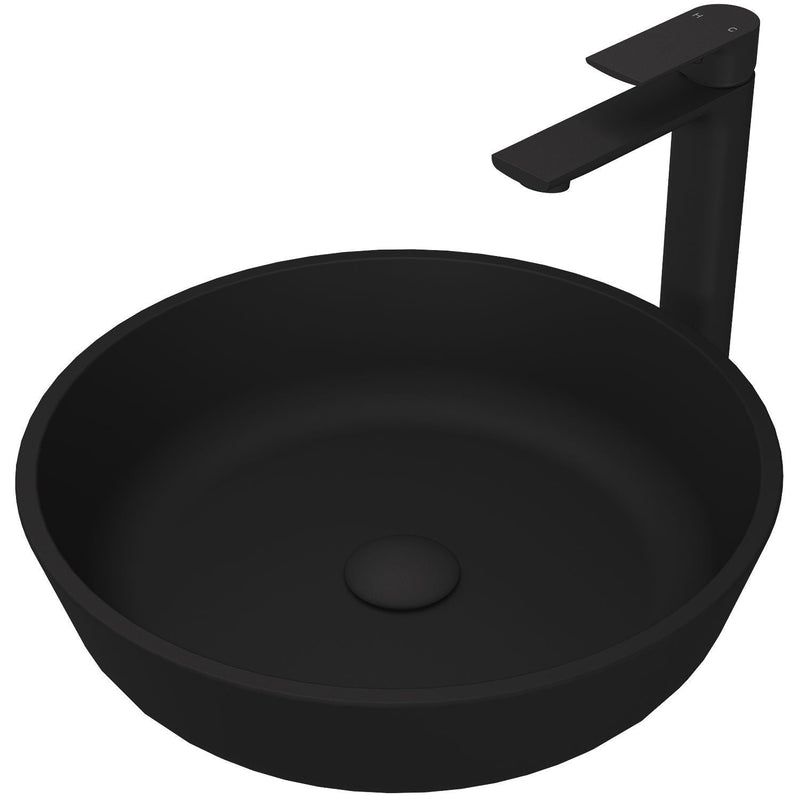 VIGO Modus MatteShell Matte Black Bathroom Sink/Basin Set with Norfolk Faucet and Round Glass Vessel B6