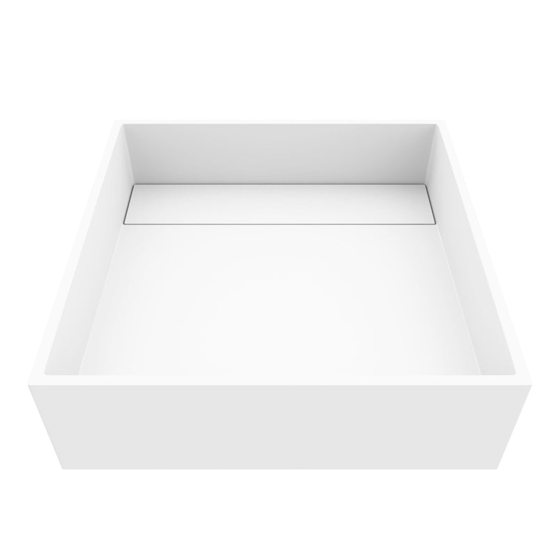 VIGO Montauk MatteStone 15x15-in Deep White Bathroom Sink/Basin with Rectangular Vessel E6