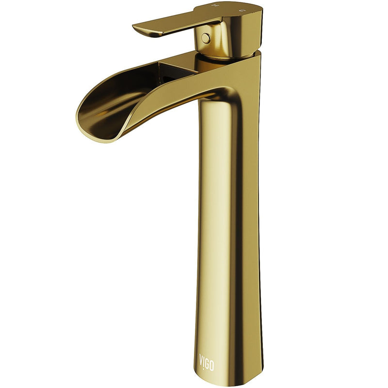 VIGO Niko Single Handle Single-Hole Bathroom Vessel Faucet in Matte Brushed Gold W7