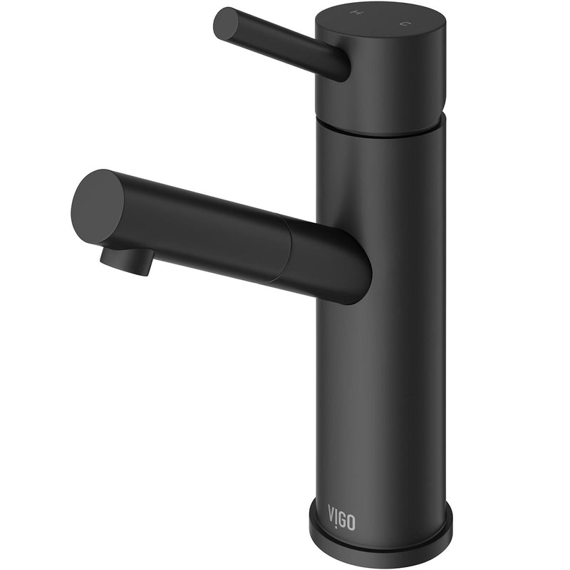 VIGO Noma Single Handle Single Hole Bathroom Sink Faucet, Matte Black, K5