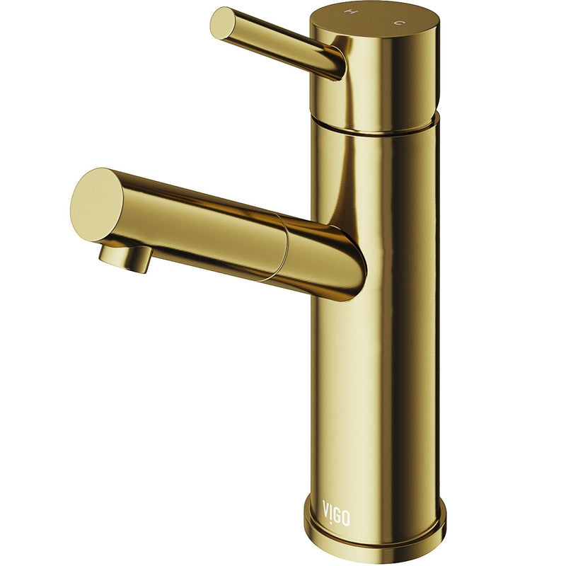 VIGO Noma Single Handle Single Hole Bathroom Sink Faucet, WaterSense Certified, Matte Gold O1