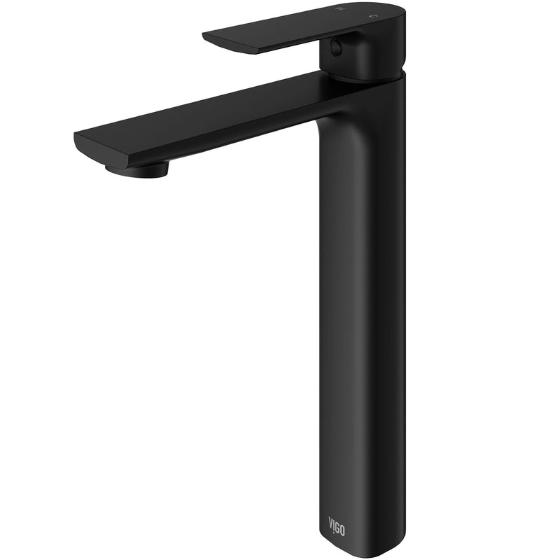 VIGO Norfolk Single Handle Vessel Bathroom Sink Faucet, WaterSense Certified, Matte Black V8