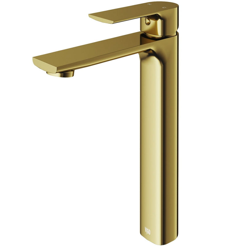 VIGO Norfolk Single Handle Vessel Single Hole Bathroom Sink Faucet, Matte Gold I0