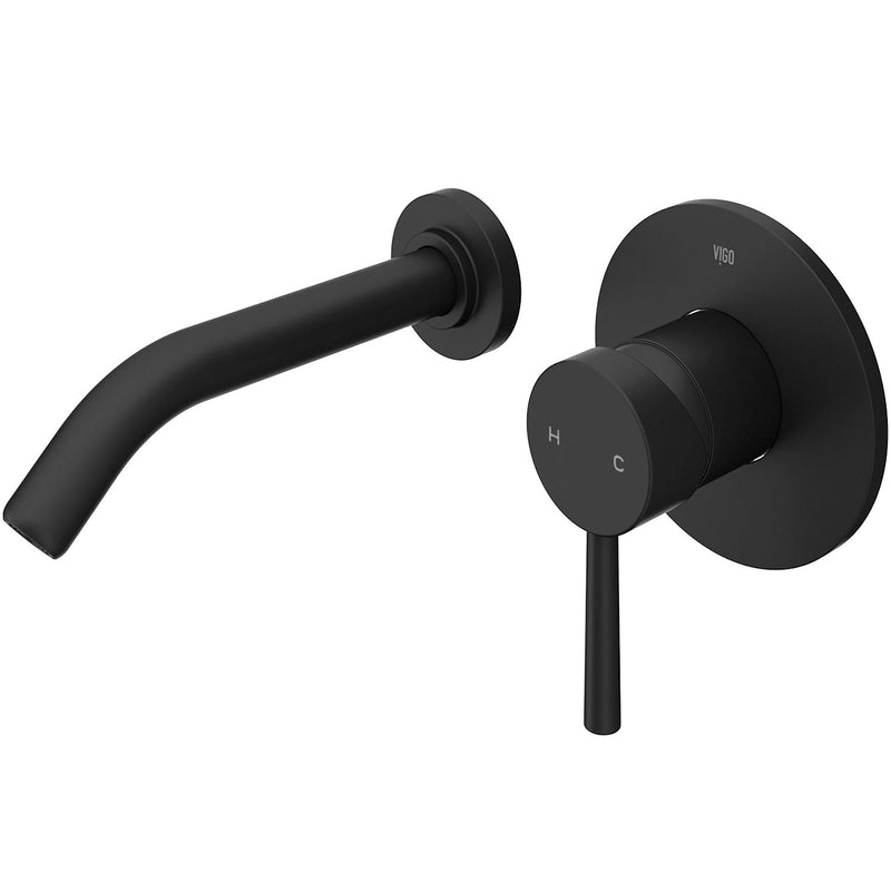 VIGO Olus Single Handle Wall Mount Bathroom Sink Faucet, WaterSense Certified, Matte Black G6
