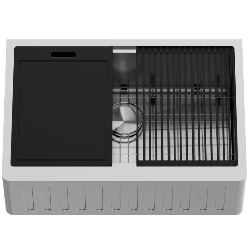 VIGO Oxford 1-Bowl Stainless Steel Apron Front Farmhouse Kitchen Sink with Accessories, 30-in O6