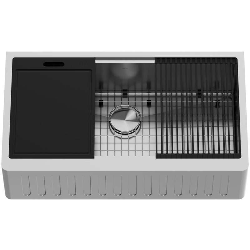 VIGO Oxford Single Farmhouse Kitchen Sink, 36-in x 21-in C4