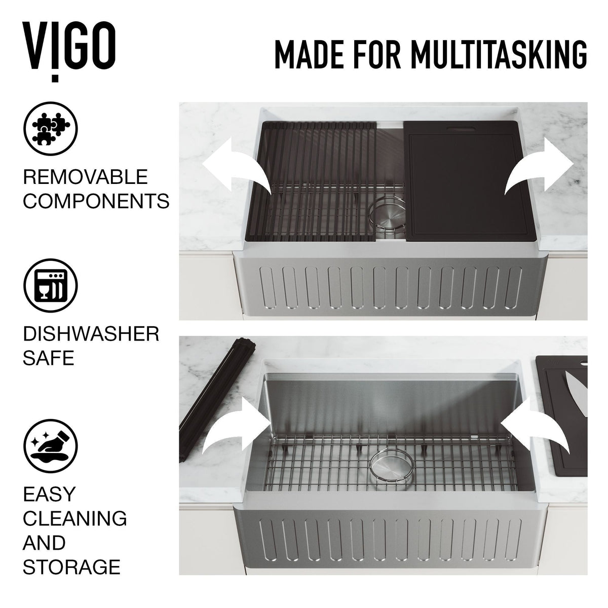 VIGO Oxford Single Farmhouse Kitchen Sink, 36-in x 21-in