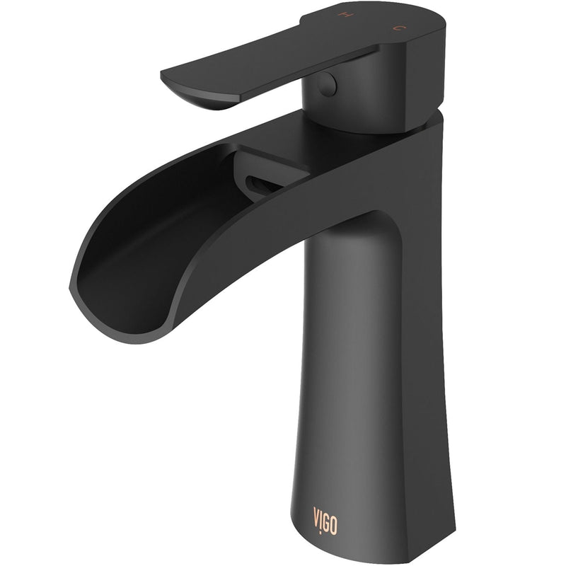 VIGO Paloma Single Handle Single Hole Bathroom Sink Faucet, WaterSense Certified, Matte Black H0