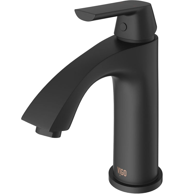 VIGO Penela Single Handle Single Hole Bathroom Sink Faucet, Matte Black, Y2