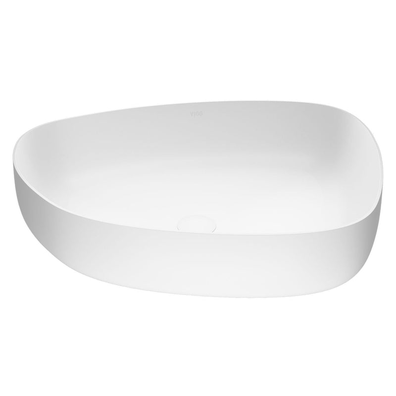 VIGO Peony Matte Stone Novelty Composite Vessel Bathroom Sink/Basin with Deep Bowl, White B0