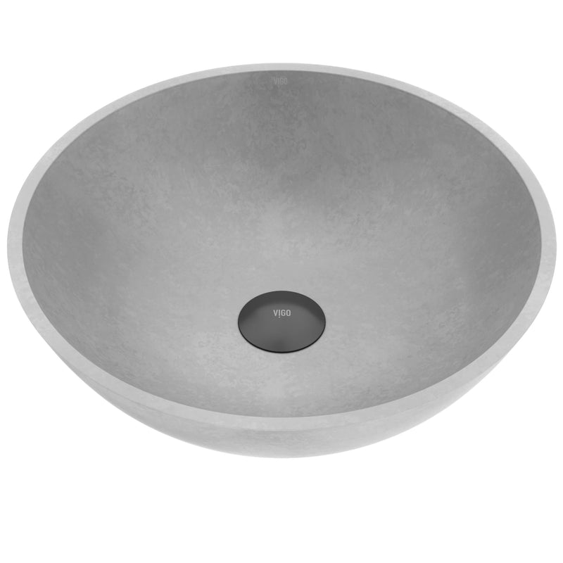 VIGO Ravenna Gothic ConcretoStone 16x16-in Deep Grey Bathroom Sink/Basin with Round Vessel H5